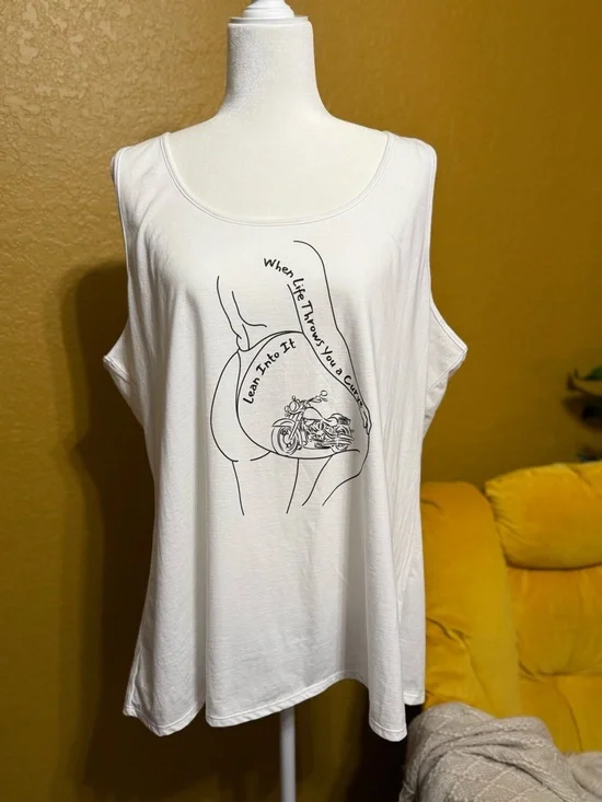 Custom Biker Graphic Plus Size Tank Top 3X - Thicc - Curvy - Body Positive - Picture 3 of 13